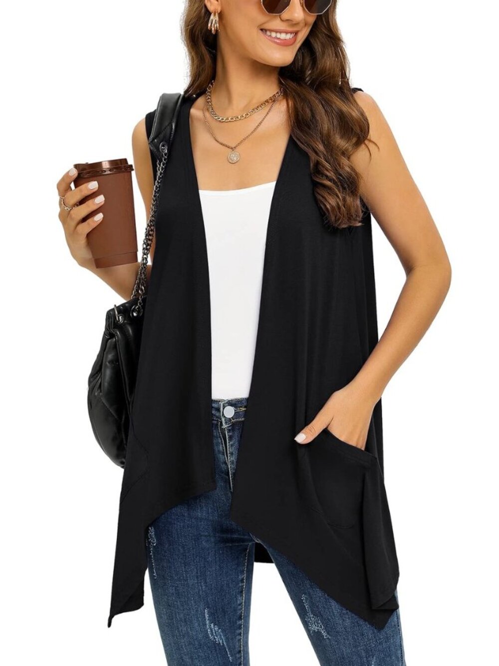 Womens Lightweight Cardigan Thin Open Front Sweater with Pockets